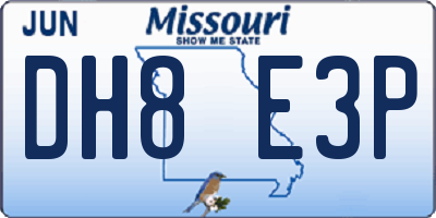 MO license plate DH8E3P