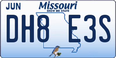 MO license plate DH8E3S