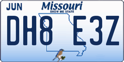 MO license plate DH8E3Z