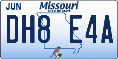 MO license plate DH8E4A