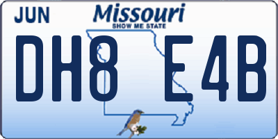 MO license plate DH8E4B