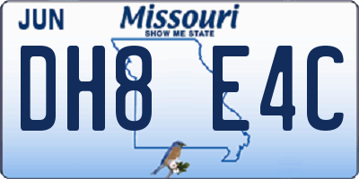 MO license plate DH8E4C