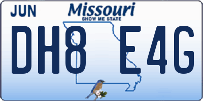 MO license plate DH8E4G