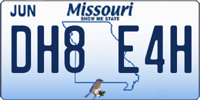 MO license plate DH8E4H