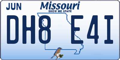 MO license plate DH8E4I