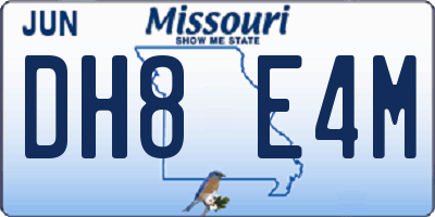 MO license plate DH8E4M