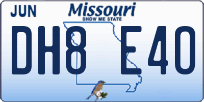 MO license plate DH8E4O