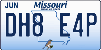 MO license plate DH8E4P