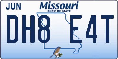 MO license plate DH8E4T