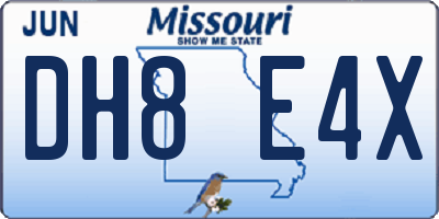 MO license plate DH8E4X