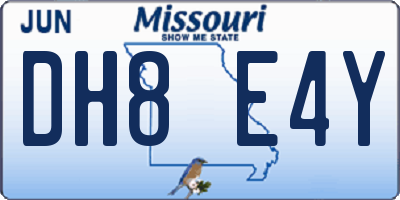 MO license plate DH8E4Y