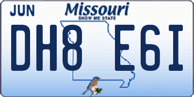 MO license plate DH8E6I