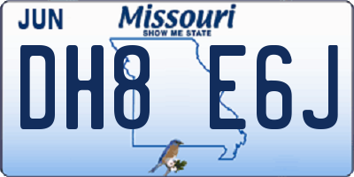 MO license plate DH8E6J
