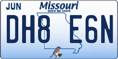 MO license plate DH8E6N