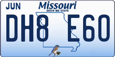 MO license plate DH8E6O