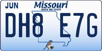 MO license plate DH8E7G