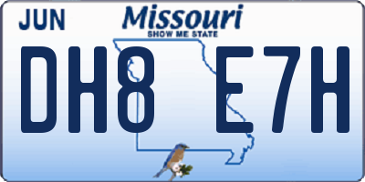 MO license plate DH8E7H