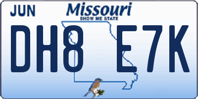 MO license plate DH8E7K
