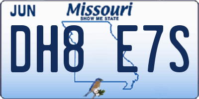 MO license plate DH8E7S