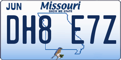 MO license plate DH8E7Z