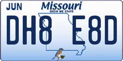 MO license plate DH8E8D