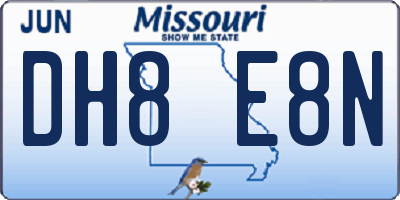 MO license plate DH8E8N