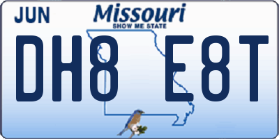 MO license plate DH8E8T