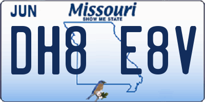 MO license plate DH8E8V