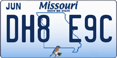 MO license plate DH8E9C
