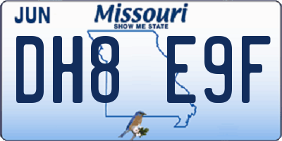 MO license plate DH8E9F