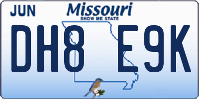 MO license plate DH8E9K
