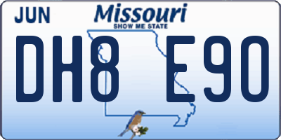 MO license plate DH8E9O