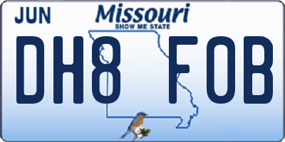 MO license plate DH8F0B