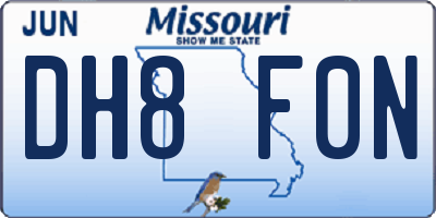 MO license plate DH8F0N