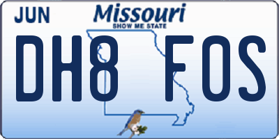MO license plate DH8F0S