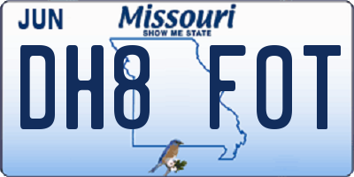 MO license plate DH8F0T