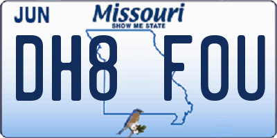 MO license plate DH8F0U