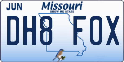 MO license plate DH8F0X