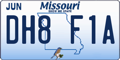 MO license plate DH8F1A
