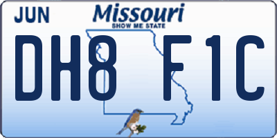 MO license plate DH8F1C