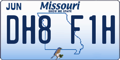 MO license plate DH8F1H