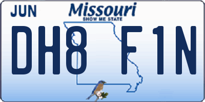 MO license plate DH8F1N
