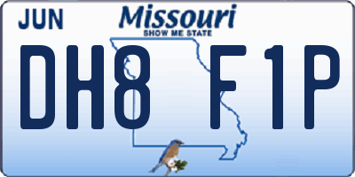 MO license plate DH8F1P