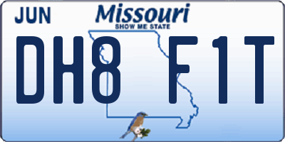 MO license plate DH8F1T