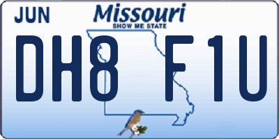 MO license plate DH8F1U