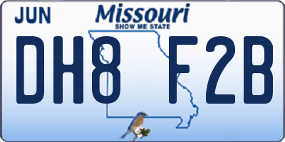 MO license plate DH8F2B