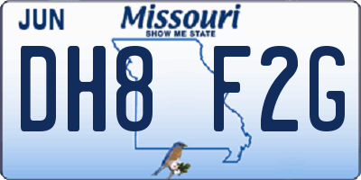 MO license plate DH8F2G