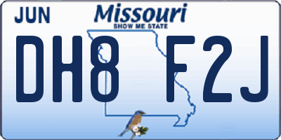 MO license plate DH8F2J