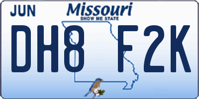 MO license plate DH8F2K