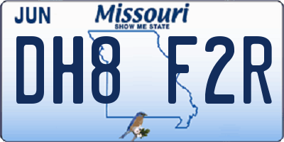 MO license plate DH8F2R